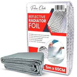 Radiator Foil Reflective Thermal Bubble Heating Insulation (5m x 60cm) Energy Saving Helps Winter Bills Easy to Cut and Install Includes Sticky Pads