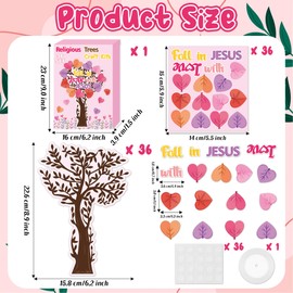 BeYumi Valentine Heart Trees Craft - 36Pcs Valentine's Day Religious Heart Trees Craft Kits Fall in Love with Jesus Ornaments DIY Thankful Love Party Supplies School Classroom Fun Activities for Kids
