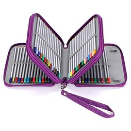BTSKY Estuche de lona con cremallera, 72 ranuras, prácticos soportes para lápices de acuarela Prismacolor, lápices de colores Crayola, lápices Marco (