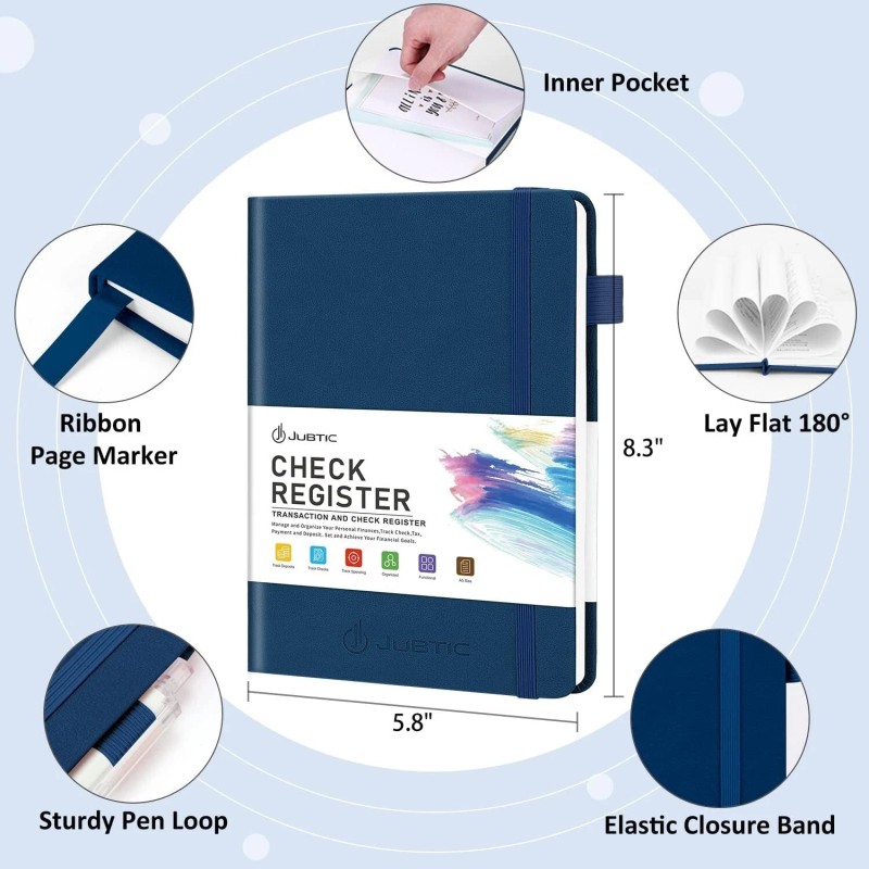 JUBTIC A5 Check Registers for Personal Checkbook, Ledger Transaction Registers