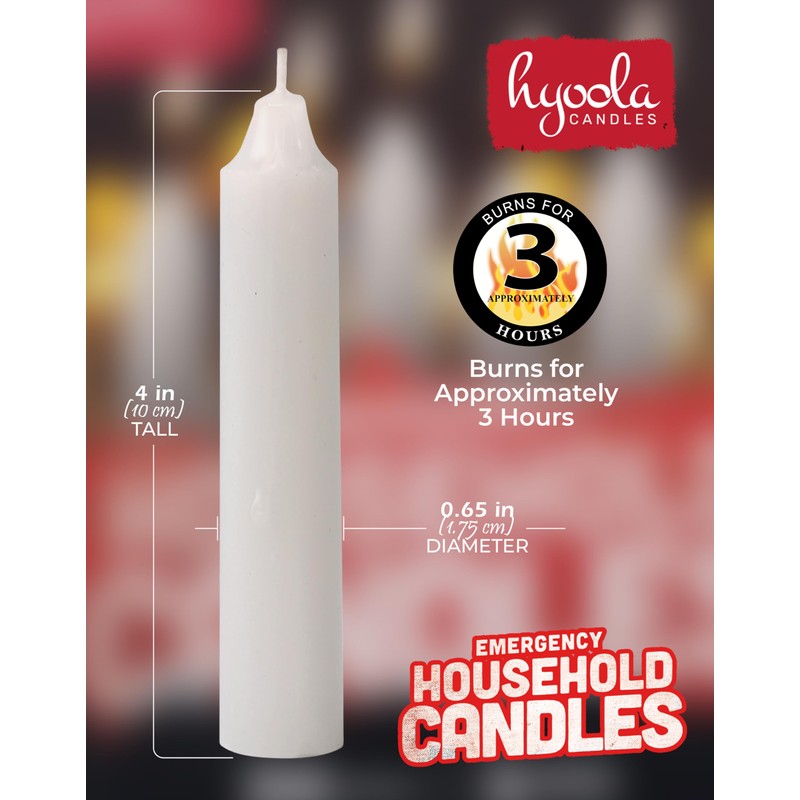 Hyoola Emergency Candles, White Short Tapers, Unscented Emergency Candle for
