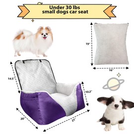 Car Seat Suitable for Small Dogs, Pet CarSeat with Storage and Clip-On Safety Tether, Fully Removable and Washable Dog Car Seat, Dogs Booster Seat Suitable Small Medium Dog