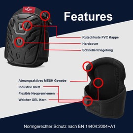 GUARD 5 - Knee Pads with Strong Padding - Gel Cushion - Knee Protection for Work, Garden, Tiles and Flooring