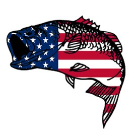 Large USA Flag Fishing Bass Fish Sticker Decal Fishing Bumper Sticker Fish Auto Decal Car Truck Boat RV Patriotic Tackle Box Fisherman (8 Inch)