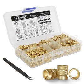 IKAAMDX gewindeeinsatz 3d druck - M2 + M3 + M4 + M5 +M6 Sortimentskasten - 290Stück - Gewindebuchse aus Messing - Einpressmuttern für Kunststoffteile - Durch Einschmelzen 3d druck Teile Gewindeeinsatz
