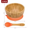 Vinsani Bamboo Bowl and Spoon Set for Baby/Toddler, Suction Plate,