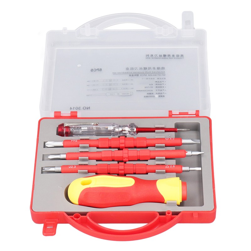 5Pcs Insulated Electrician Screwdriver Set 500V Professional Heavy Duty Cross