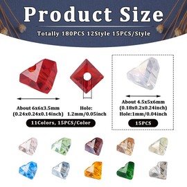 Cheriswelry 165Pcs Transparent Triangle Glass Beads 4.5mm Colorful Faceted Crystal Beads Bulk 11 Styles for DIY Necklace Bracelet Earrings Jewelry Making Crafts