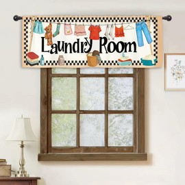 Miyotaa - Cortina de lavandería, 54 pulgadas de ancho x 18 pulgadas de alto, bonito y colorido tratamiento de ventana para sala de estar, recámara, baño