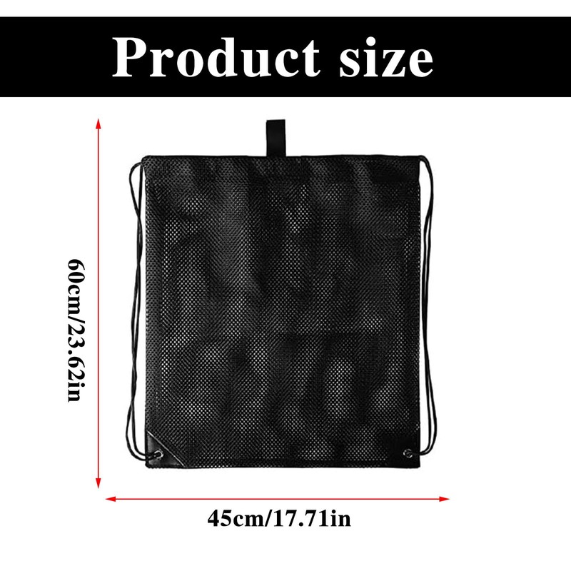 Mesh beach bag, drawstring gym bag, black mesh bag, mesh
