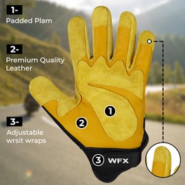 WFX Mens Leather Gardening Gloves Safety Work Gloves for Garden & Building Work Comfortable Breathable Construction Gloves for Men with Secure Grip on Palm (Yellow-Men Size, L (Pack of 1))