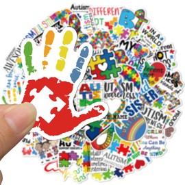 jixiejumo Autism Awareness Stickers 50 Pcs, Vinyl Merch, Waterproof Sticker Pack for Water Bottle, Laptop, Adult Teen Kids