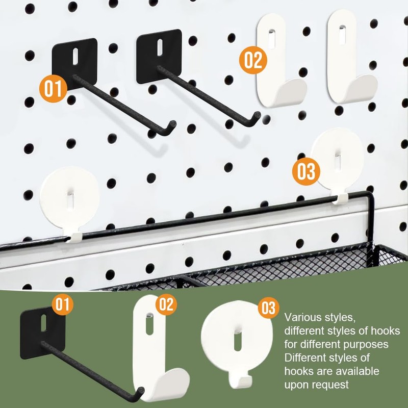 MUWINC Pegboard Hooks - 10 PCS Tool Hooks, Pegboard Accessories,