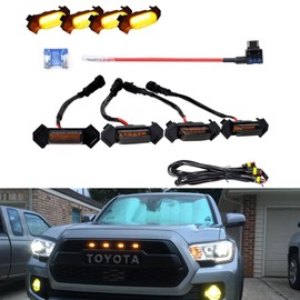 GTINTHEBOX 4 luces LED ámbar para parrilla de lente ahumada para Toyota Tacoma TRD PRO 2016 2017 2018 2019 2020 2021