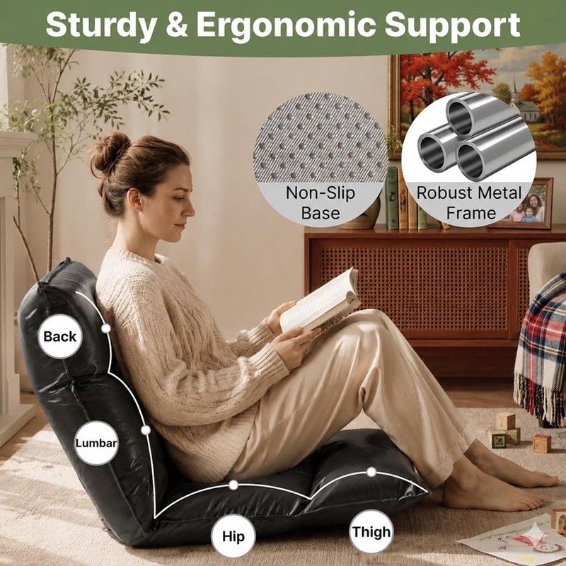 Floor Chair with Back Support, 42-Position Adjustable Gaming Chair for