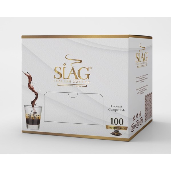 SIAG ITALIAN COFFEE 100 Coffee Pods Pack - Capsules compatible with Nespresso Original Machines -50% Arabica 50% Robusta - Blended and Roasted in Italy