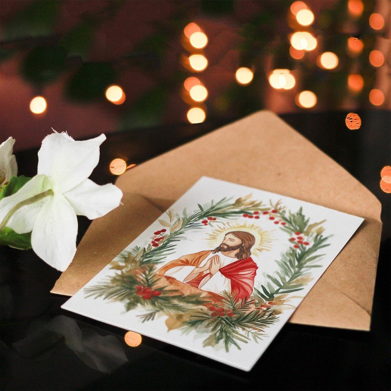 Artery8 Jesus Christ Pine Leaf Holly Wreath Blank For Him