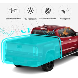 Softclub Upgraded Truck Bed Tarp Cover for Standard Bed (6.5' Box) Fit for Ford F150 GMC Silverado Ram, Waterproof Heavy Duty 600D Oxford Fabric, Pickup Truck Bed Cover with Bungee Webbings-Black