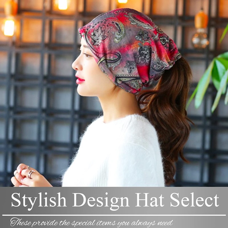 BUZZxSELECTION CAP133 Women's Knit Hat, Cap, Paisley, Stylish, Summer Knit