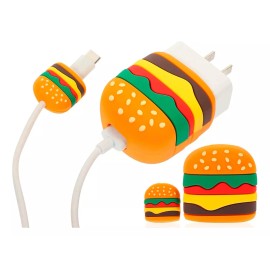 Maíz Funda Protector Cubo Cargador Cable Hamburguesa Kawaii