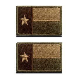 Paquete de 2 parches tácticos de la bandera solitaria del estado de Texas, con gancho y bucle, parte trasera bordada, apliques decorativos, emblema de Texas para mochilas, ropa, chamarra y más, color verde