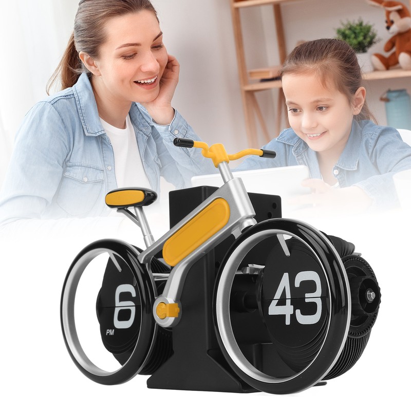 Bicycle Flip Clock Creative Automatic Flip Down Clock Desktop Stress
