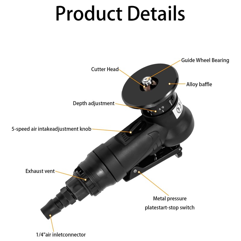 Handheld Pneumatic Chamfering Tool, 45 Degrees Arc Corner, 1/4 Inch