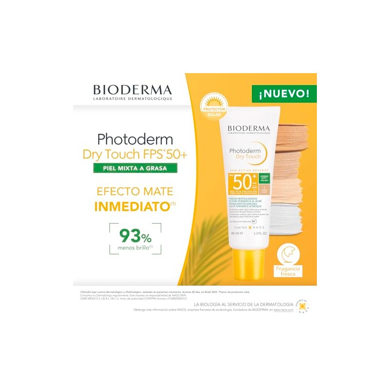 Bioderma, Protector Solar en Gel, Photoderm Dry Touch Tono Claro,