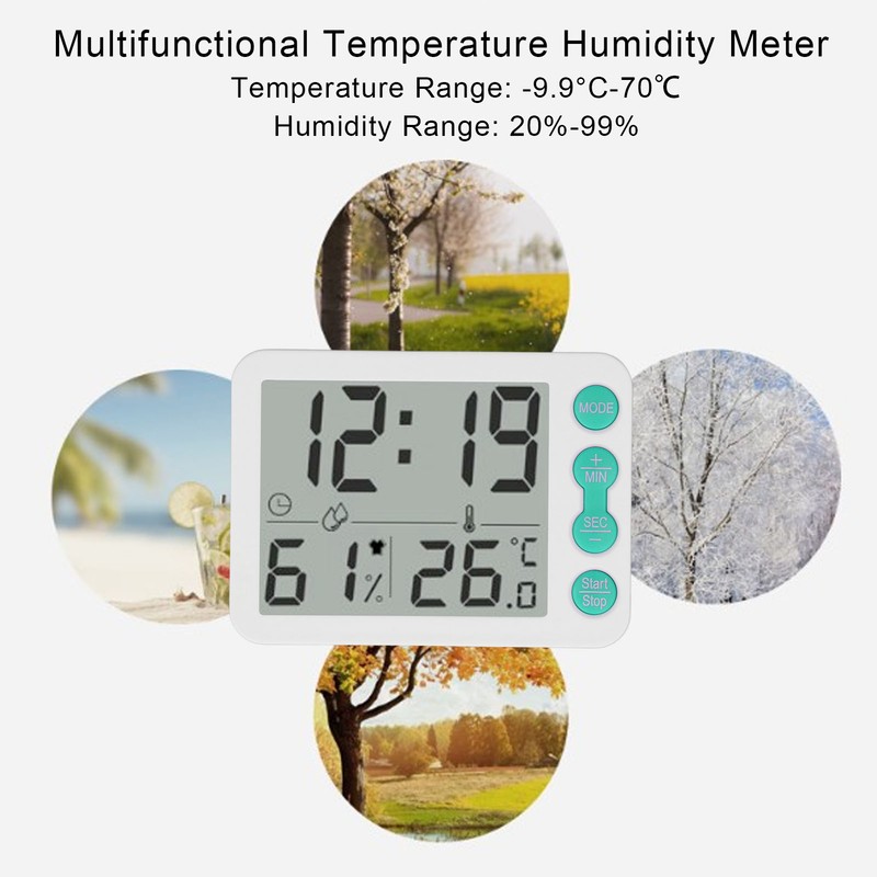 Indoor Digital Temperature Humidity Meter Multifunctional Electronic Thermometer Hygrometer with