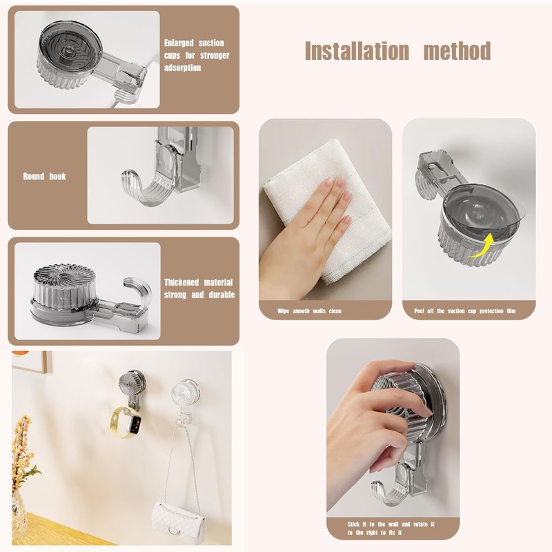 GCFTIFF Broom Holder Mop Hanger(2pcs Racks & Hook Set),Wall Mount