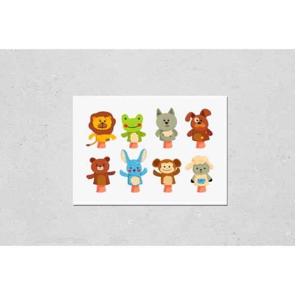 Wall Art Poster Print of Hands Puppets. Dolls for Children