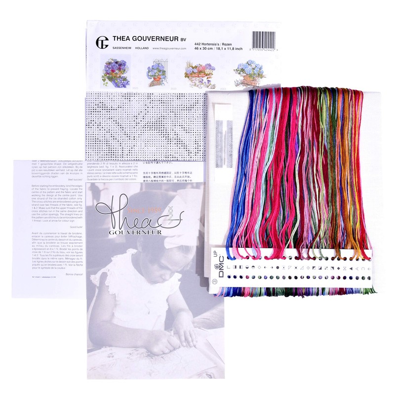 Thea Gouverneur - Cross Stitch Kit - Hydrangea & Rose