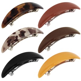 Hotalisona Hair Barrettes Clips for Women French Oval Tortoise Shell Large Hair Barrettes Clips Accessories for Women Thin Thick Hair 6 Pcs