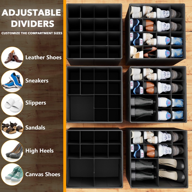 SpaceAid Shoe Organizer for Closet, 2 Pack Foldable Shoe Storage