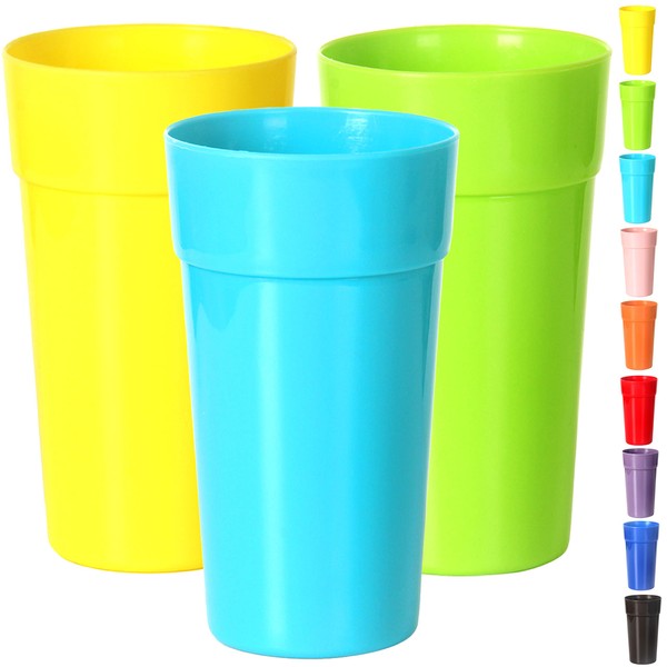 Youngever 9 Pack Plastic Tumblers, Unbreakable Drinking Glasses, Plastic Cups in 9 Assorted Colors (32 Ounce)