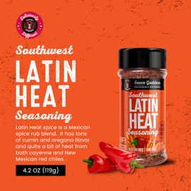 Sauce Goddess - Southwest Latin Heat Shaker - Mexican Rub, Taco seasoning with Cumin, Oregano, Cayenne & Red Chiles, No Sugar, Low Sodium, Gluten-Free - 4.2 oz