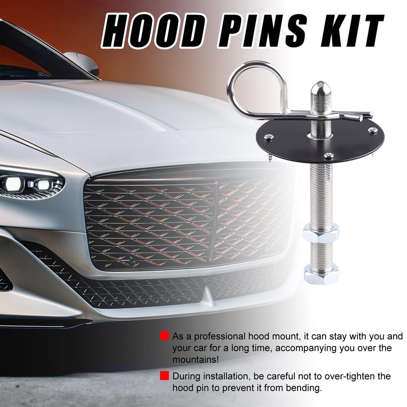 Yourkar Hood Pins Kit for Car, Stainless Steel Hood Pin
