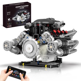 chanbrick Mini V8 Engine Model Kit Building Sets That Runs, Technic with Motor, APP Control & Light, Collectible Mechanic Engineering for Adults Boys 14+