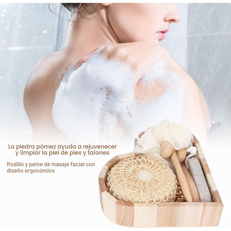 Set de exfoliación corporal y cuidado personal Pongnas con esponja,