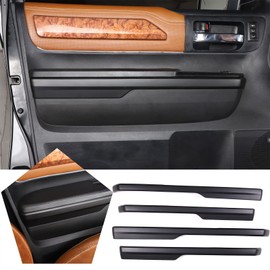Car interior door handle armrest trim cover Compatible with Toyota Tundra 2014-2021 interior door handle armrest panel trim accessories (not suitable for dual cab models!)(Door trim matte black)