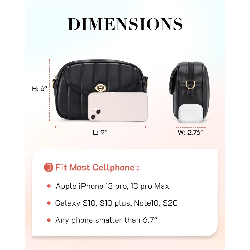 Missnine Women Shoulder Bag PU Leather Shell Bag, black