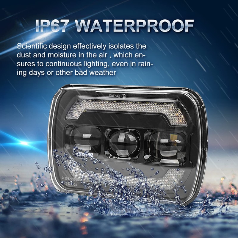 Sinoparcel Upgraded 5x7 7x6 Headlights with DRL/Turn Signal,H6054 6054 LED