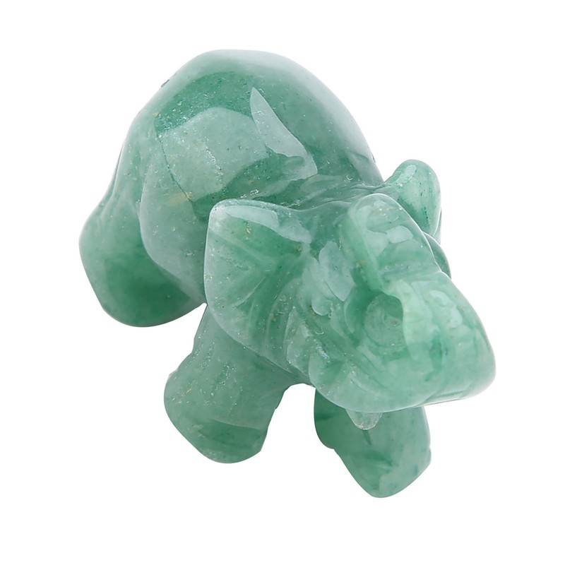 2inch Natural Jade Carved Elephant Crystal Figurine Home Decoration Furnishing