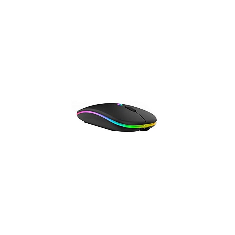 A2 Mouse Luz Led Inalambrico Recargable Color Negro 2.4G Portatil