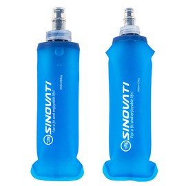 SINOVATI® TPU Foldable Water Bottles, Soft Flask, Water Bottle, BPA-Free Sports Bottle for Hydration Backpack, Cycling, Hiking, Jogging, Camping and Climbing (Blue, 250 ml + 500 ml)