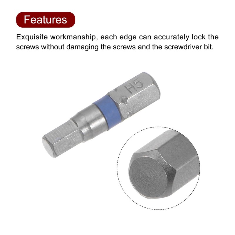 sourcing map 8pcs H5 Hex Screwdriver Bit 5mm 1/4" Hex
