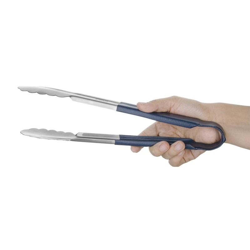 Vogue Colour Coded Blue Serving Tongs 11In Stainless Steel Food