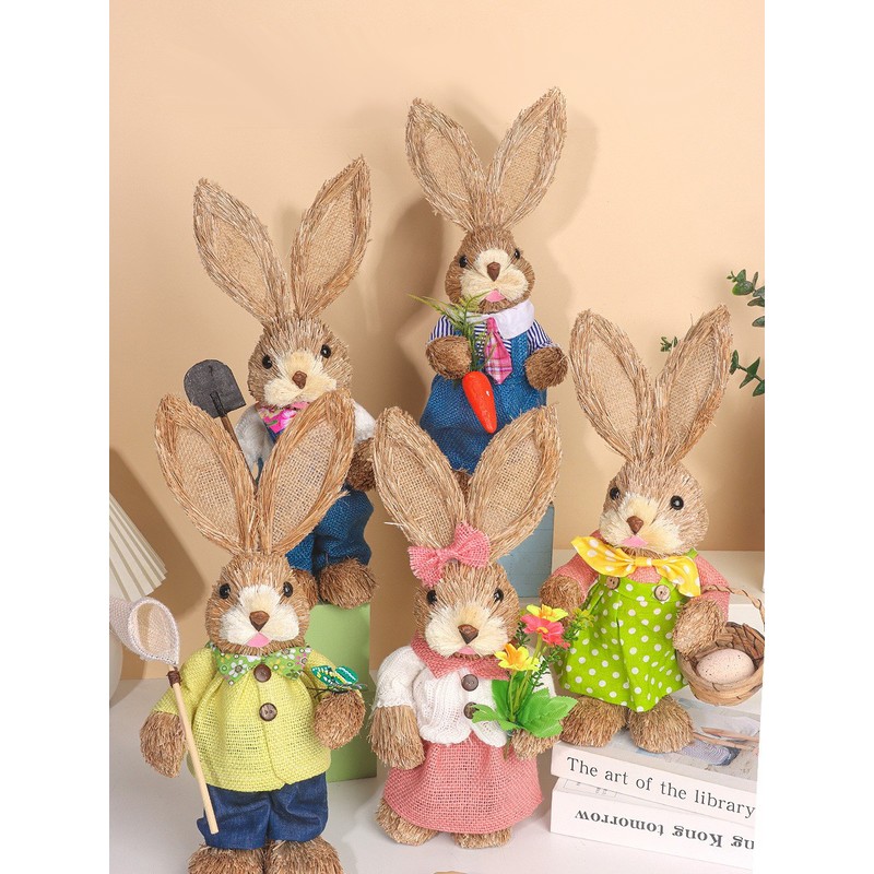 Children DIY Straw Bunny Set Parent Child Straw Rabbit Handmade