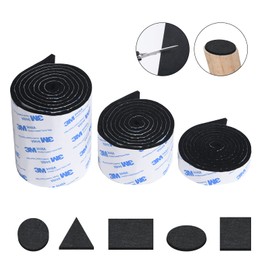 Vicloon Furniture Pad, 3 Rolls Floor Protectors for Furniture Feet (120x10x0.5cm+120x5x0.5cm+120x2x0.5cm), Felt Pads Tailorable for Chair Feet Legs, Tiled, Cabinet, Hardwood Floor Protectors(Black)