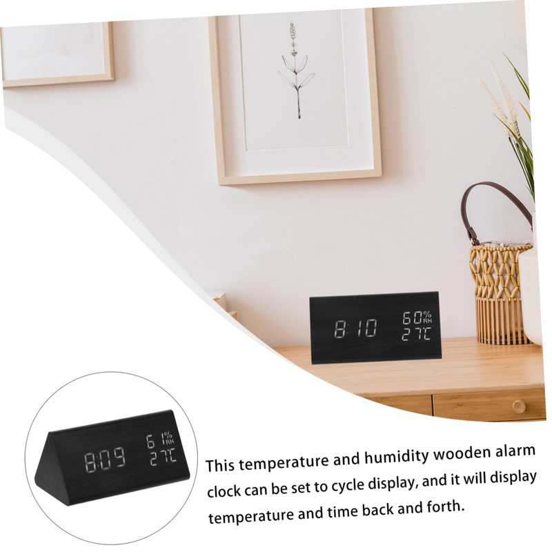 Gatuida LED Alarm Clock with Sound Control Wooden Digital Desk